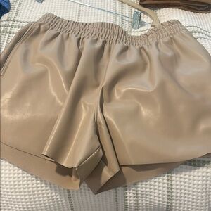 Abercrombie & Fitch Women's Beige vegan leather shorts